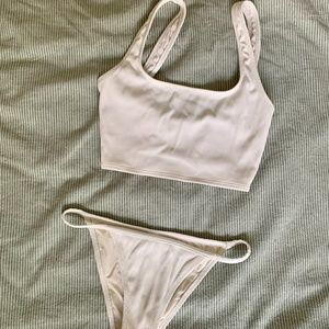 Solid & Striped Ribbed White Bikini Set XS
